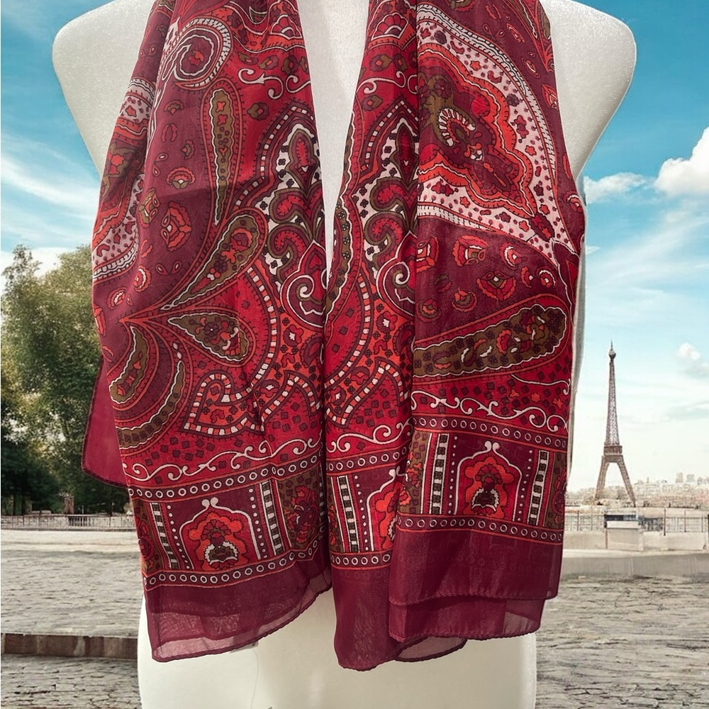 Elegant Paisley Red Scarf